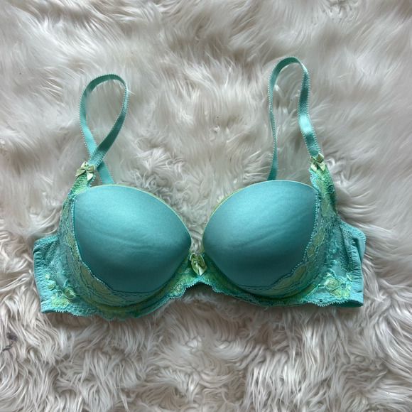 Adore Me Other - Adore Me Womens Push Up Bra Blue Underwire Padded Lace Bow Normal Strap 36B